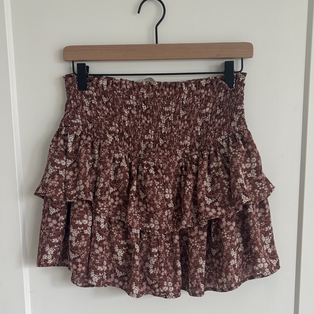 Altar’d State Floral Pink Ruffle Skort